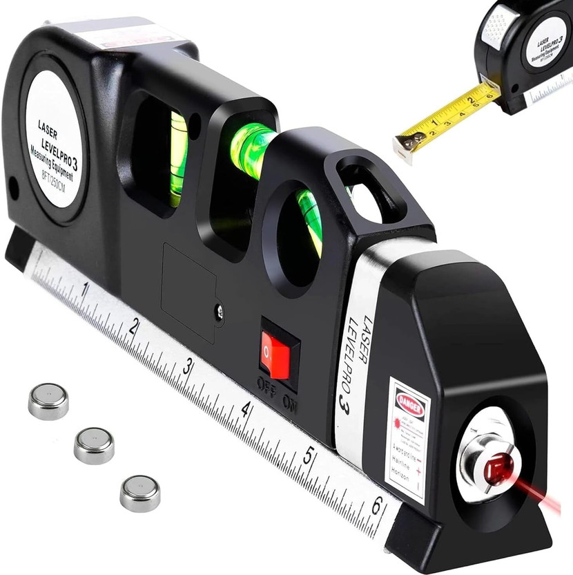 evoza Laser Level Pro 3-in-1 Spirit Level with Measuring Scale Magnetic Line Level(15 cm)