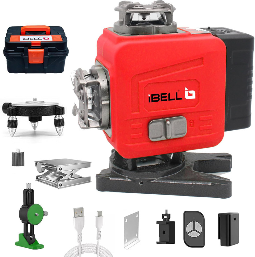 iBELL IBL LL5-16, 16-Line Green Beam Self-Leveling Laser Level, 25m, ±1mm Accuracy, 8 Horizontal & 8 Vertical Lines,Class II,Pulse Mode,Tripod Compatible, 2 Batteries Magnetic Engineer's Precision Level(30 cm)