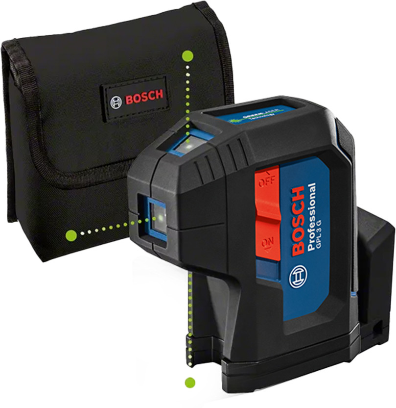 BOSCH GPL 3G Professional 3-Point Laser, Green Laser, Working range 30m, IP65, Point Magnetic Line Level(13.7 cm)