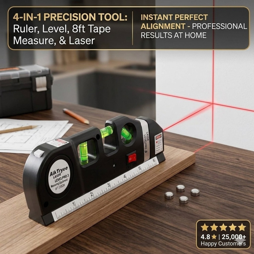 CROWNS PRO3 LEVEL Multipurpose ABS Laser Level Line Tool Kit Non-magnetic Carpenter's Level(30 cm)