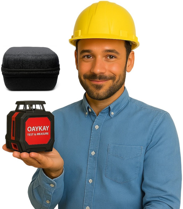 Oaykay PRO-L225 Test & Measure Green Beam Self Levelling 25m Cross Laser With Magnetic Line Level(9 cm)