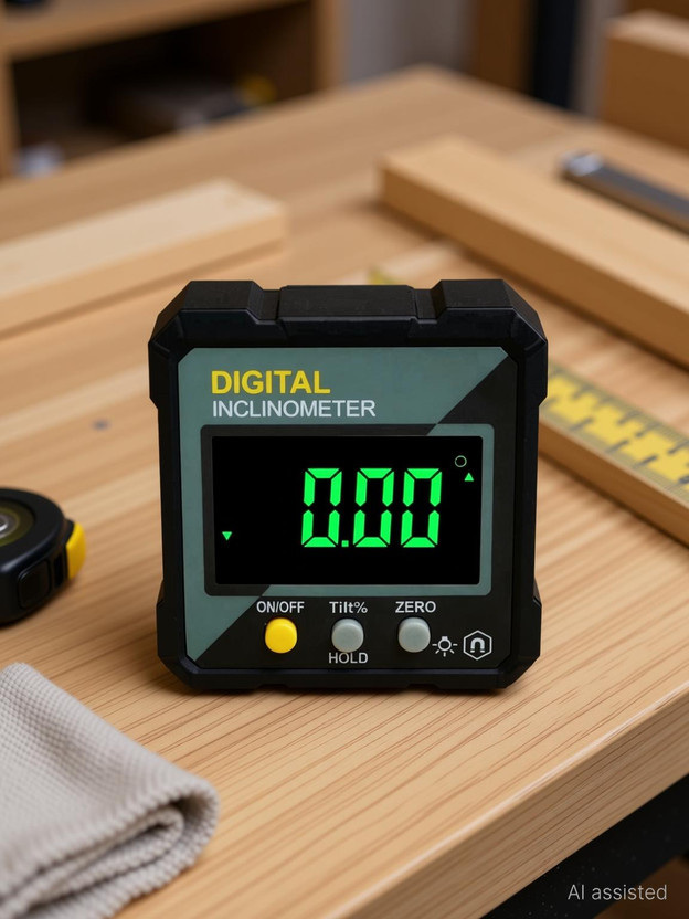 Real Instruments Digital Inclinometer Angle Finder Gauge with Backlit Display, Tilt Mode Mini Digital Protractor With Magnetic Base Inclinometer Compact Angle Finder Magnetic Inclinometer Level(5 cm)