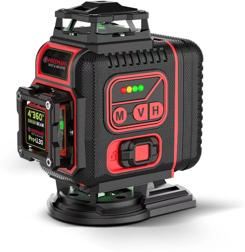 FREEMANS PRO-LL30 Test & Measure 4*360° Green Beam Self Levelling 30m Cross Line Laser Level With Magnetic Line Level(11 cm)