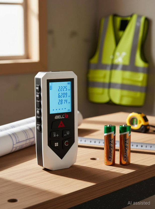 iBELL 60M, Backlit LCD Display DM60-02 Professional Laser Distance Meter 60m with Area, Pythagorean Measurement Non-magnetic Engineer's Precision Level(10 cm)