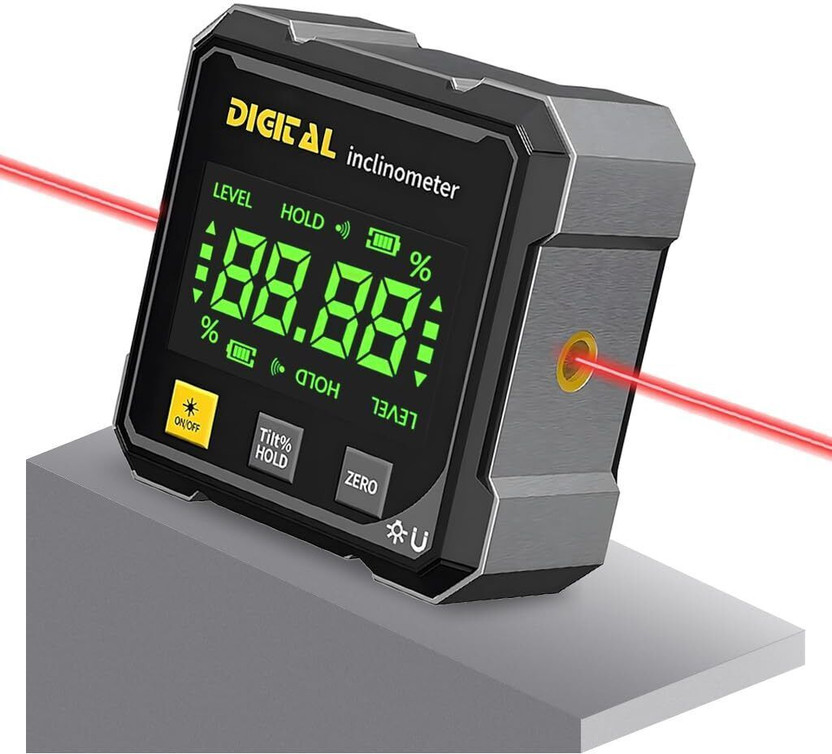 ZITRONIX Digital Angle Finder With Laser Level Digital Angle Finder with Laser Level and Magnetic Cube Inclinometer Magnetic Inclinometer Level(6.1 cm)