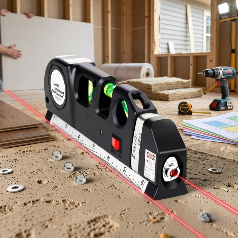 Anelyn Multipurpose Laser Spirit Level Heavy Duty Measuring Tool with Laser Level, Tape Measure and LED Bubbles Magnetic Electronic Level(30 cm)
