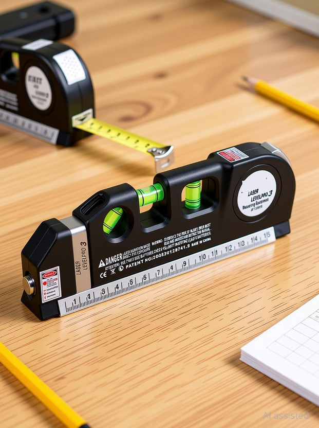 DVIMART Multipurpose ABS Laser Level Tool with Metric Rulers for Picture & Tile Hanging Laser Level Line Tool Kit Magnetic Engineer's Precision Level(18 cm)
