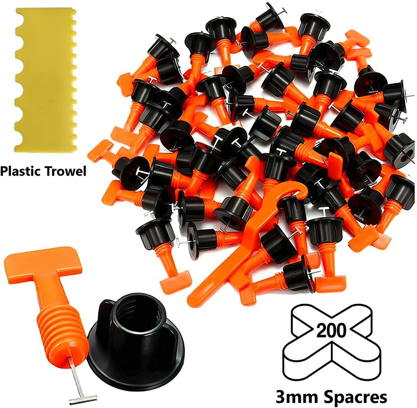 OLLSET 50 PCS Tile Leveling System Kit Reusable Tile Leveler Needle With Tiles Spacers Lever Tool(1.22 inch)