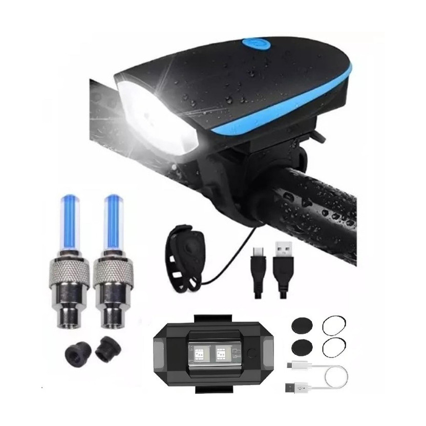 HighRider HighRider Cycle Light Front with Horn, Helmet/spot Light, Tyre Valve Light (Pack of 4 LED) LED Front Rear Light Combo(Multicolor) - Flipkart Deal
