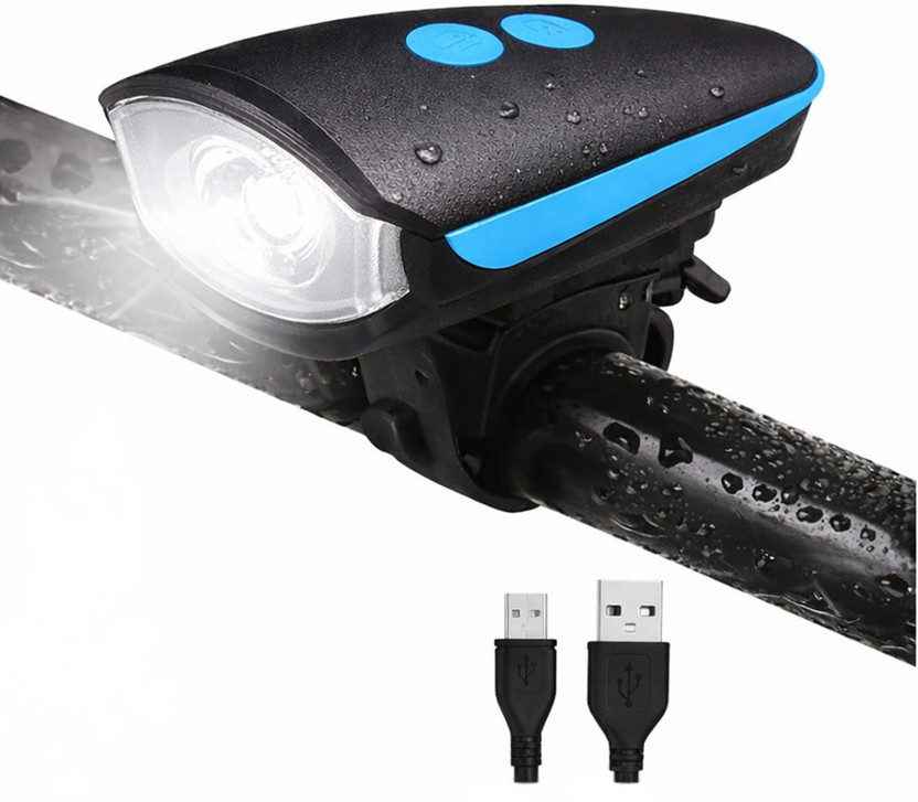 Fitness Scout Rechargeable Bicycle Horn and Light 3 Mode- USB Light LED Front Light(Black, Blue)