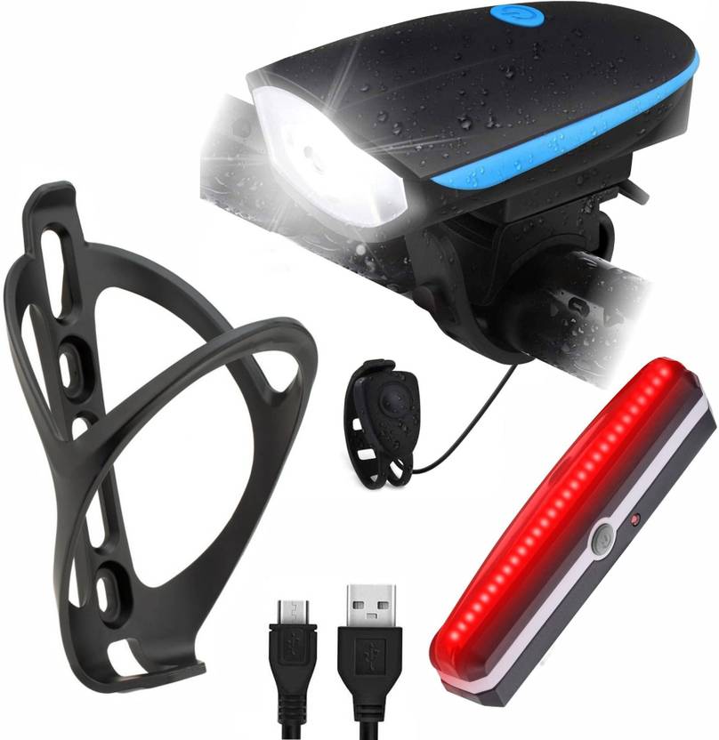 DSTECHBAR Cycle 2in1 Headlight and Horn, Taillight, Bottle Holder, USB