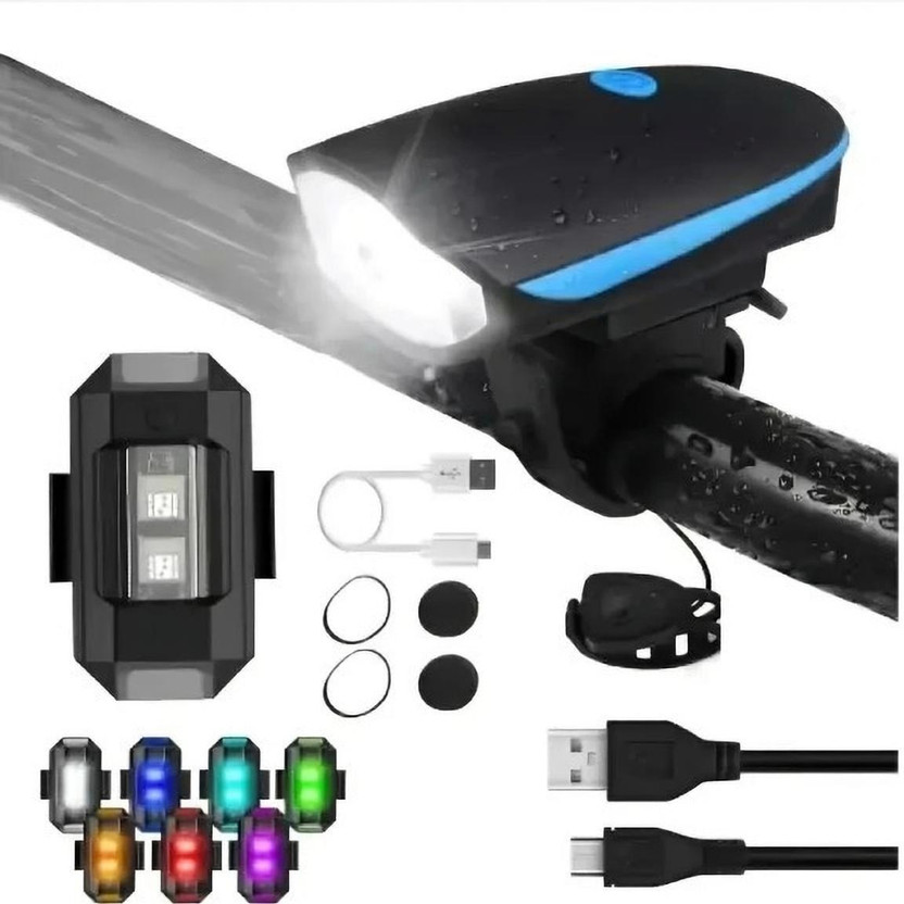 HighRider HighRider Cycle Light Horn with Spot/Tail/ Helmet Light (Blue) USB Rechargeable LED LED Front Rear Light Combo(Multicolor) - Flipkart Deal