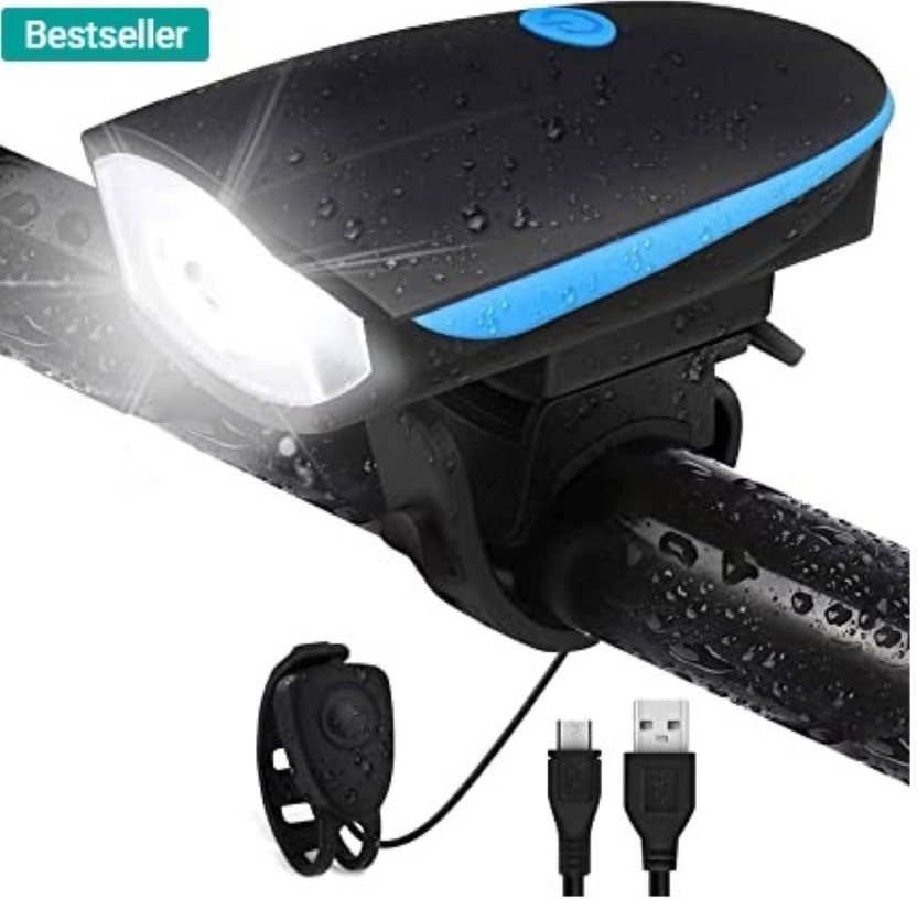 Afpin USB Rechargeable Bike Horn And Light 140 DB with Super Bright Light 3 Mode Bell LED Front Light(Black)