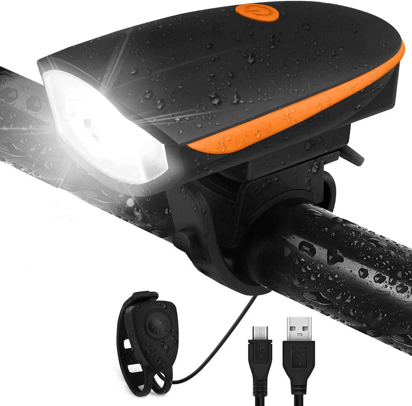 AirSound 3-in-1 Rechargeable & Waterproof Cycle Light (3 Modes) |Cycle Light with Horn LED Front Light(White)