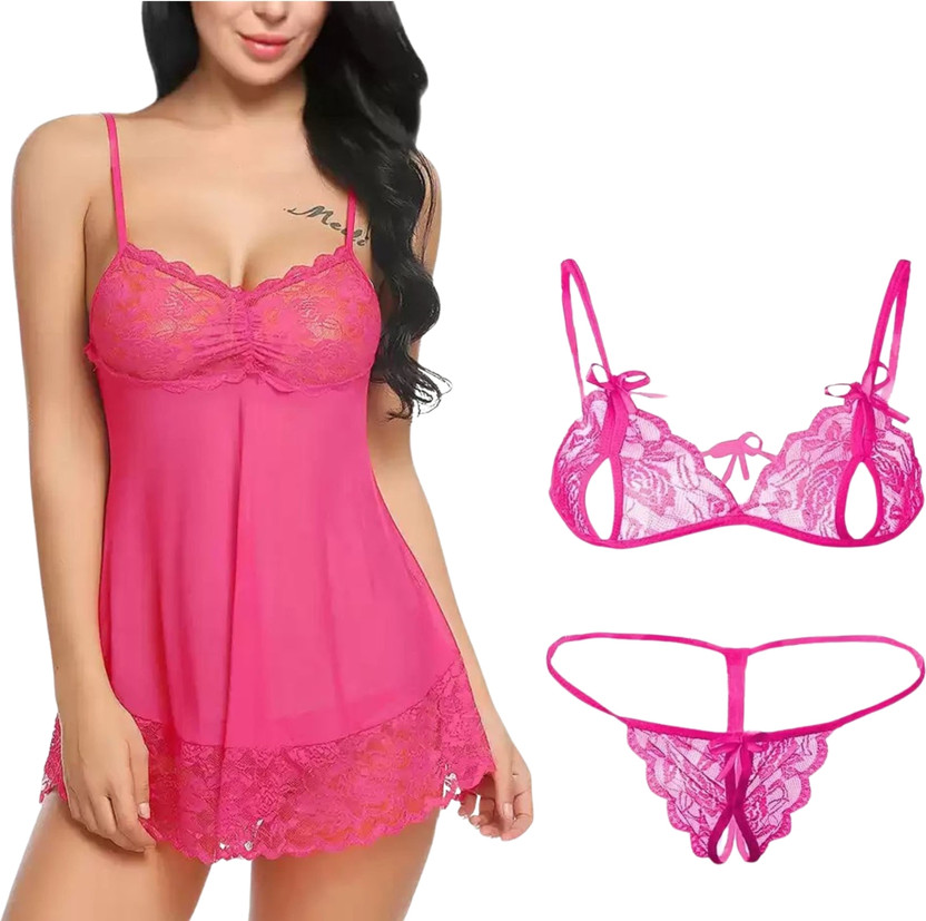 Unitrust Unitrust Net Bra Panty Set Combo babydoll lingerie set sexy for honeymoon Lingerie Set - Flipkart Deal