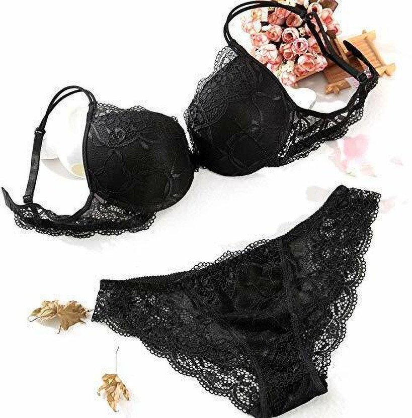 Pronest Designer Women's Lightly Padded Non Wire Push Up Solid Lingerie Set Lingerie Set