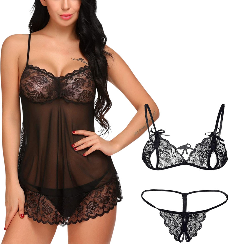 Unitrust Net Bra Panty Set Combo babydoll lingerie set sexy for honeymoon Lingerie Set