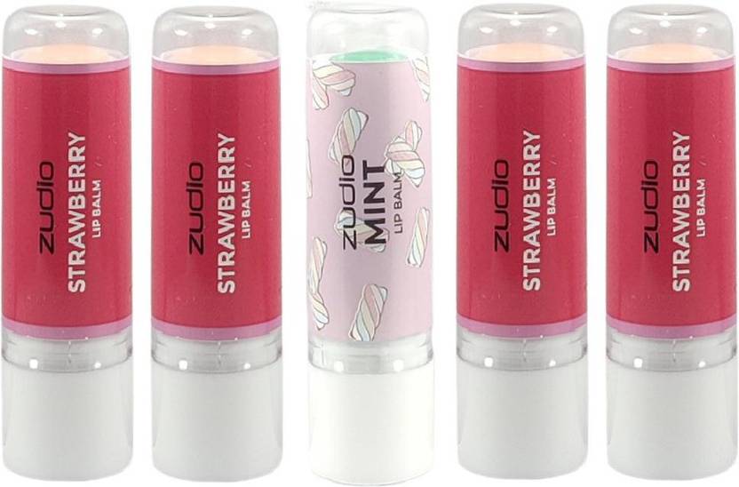 zudio STRAWBERRY 4 AND MINT 1 LIP CARE PACK OF 5 STRAWBERRY, MINT