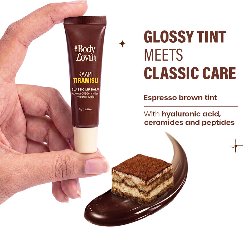 Plum BodyLovin' Kaapi Tiramisu Glassic Lip Balm | 3g Dark brown gloss(Pack of: 1, 3 g)