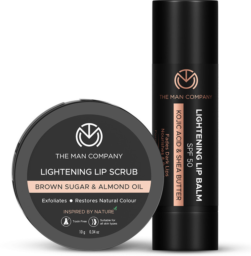 THE MAN COMPANY Lip Care Combo Lip Scrub (10gm) & Lip Balm (4gm) for Dry / Chapped Lips | Nourishes | Lightens | Moisturizes | Dark / Damaged Lips | Soft | Supple Natural(Pack of: 2, 14 g)