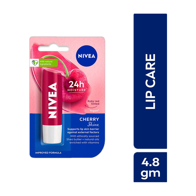 NIVEA Shine Caring Lip Balm Cherry(Pack of: 1, 4.8 g)