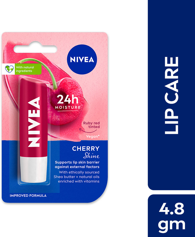 NIVEA Shine Caring Lip Balm Cherry(Pack of: 1, 4.8 g)