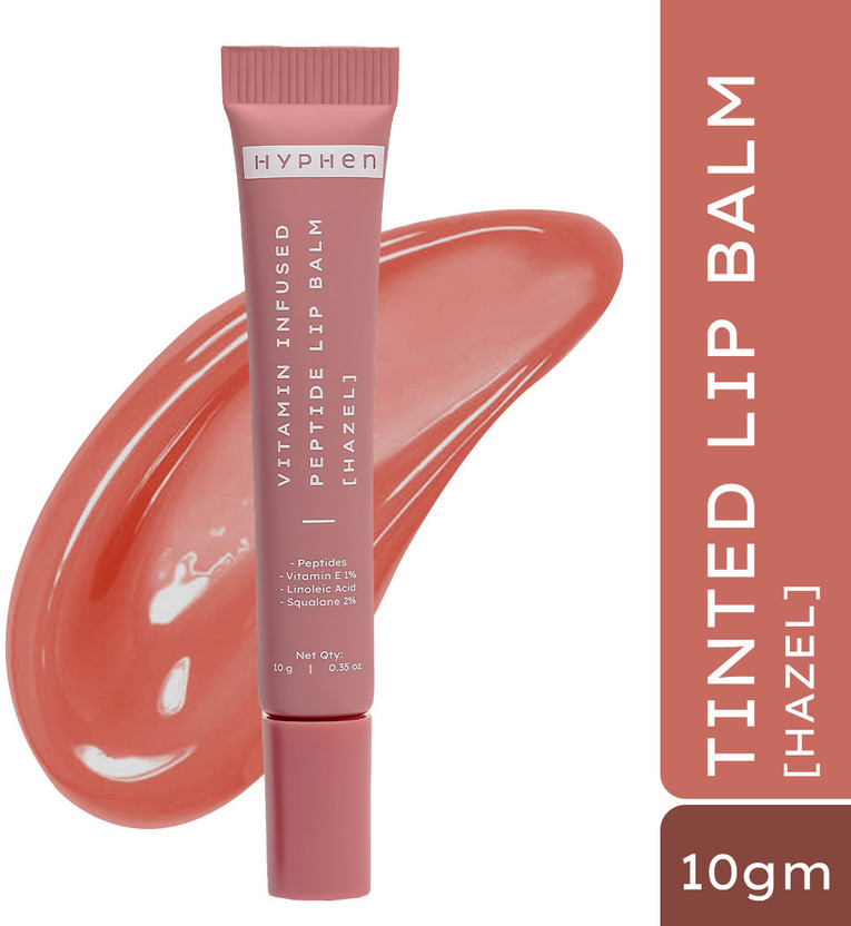 HYPHEN Tinted Lip Balm - Hazel | 1% Vit E, 2% Squalane & Peptides | Brightens Dark Lips Fruity(Pack of: 1, 10 g)