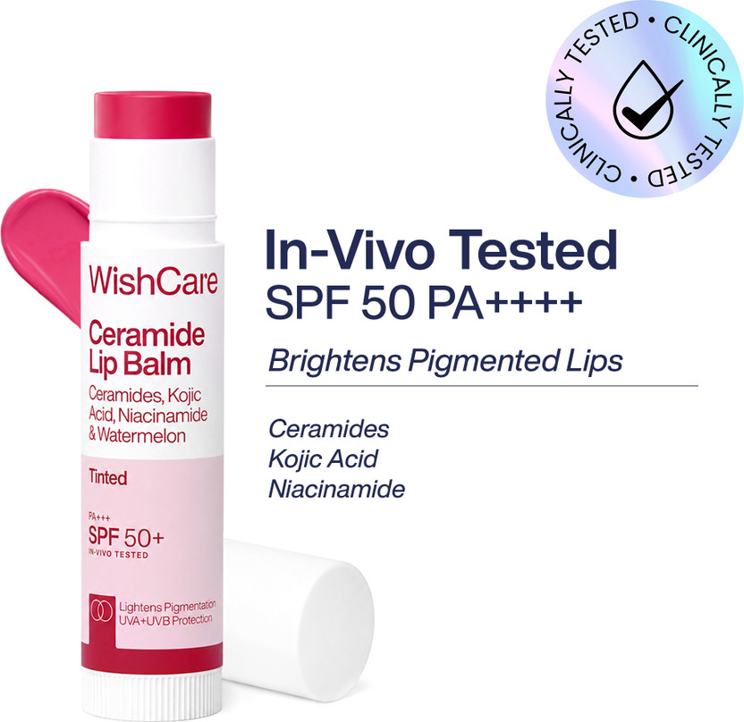 WishCare Tinted Lip Balm SPF50 PA+++ For Women|Brightening & Hydrating |In-Vivo tested Watermelon(Pack of: 1, 5 g)