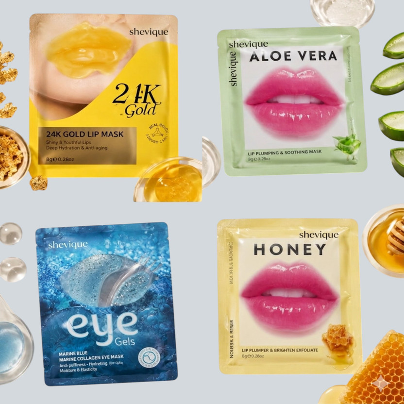 shevique Lip Brightening Mask and Eye Gel Patch Skincare Kit No floavor(Pack of: 4, 40 g)
