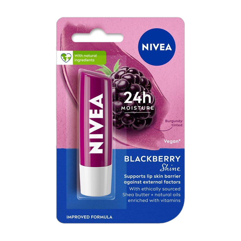 NIVEA Shine Caring Lip Balm Berry Shine(Pack of: 1, 4.8 g)
