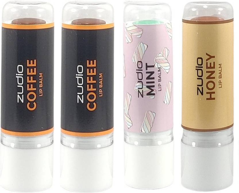 zudio COFFEE 2 ,MINT1,HONEY1 LIP BALM PACK OF 4 HONEY, COFFEE, MINT