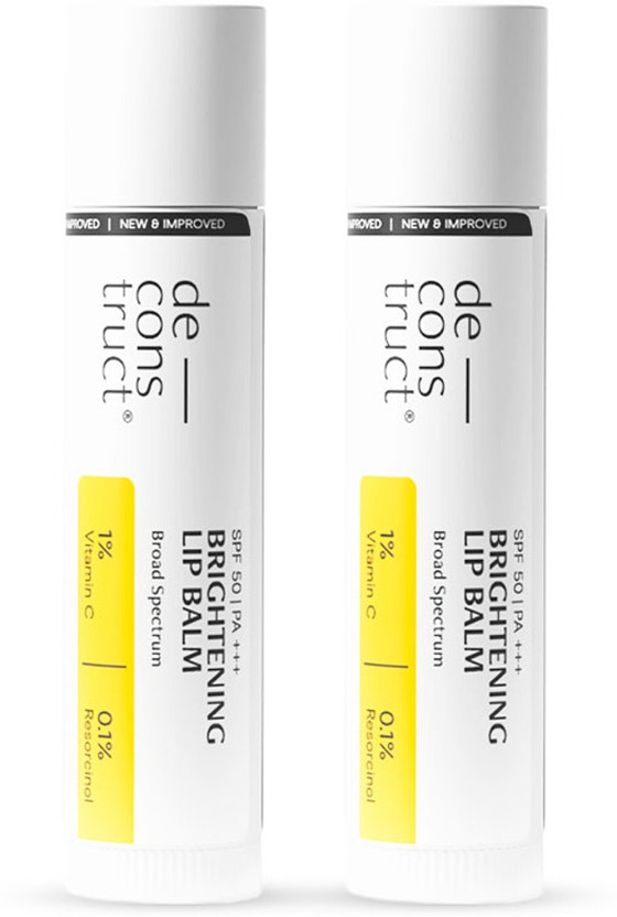 Deconstruct Brightening Lip Balm SPF 50 Brightens Dark Lips, Moisturizes, Non Tinted No Flavour(Pack of: 2, 8.4 g)