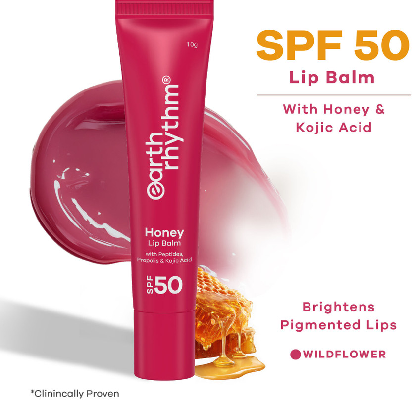Earth Earth Rhythm Honey Lip Balm SPF 50 Brightens Lips with Propolis,Peptides & Kojic Acid Wildflower(Pack of: 1, 1 g) - Flipkart Deal