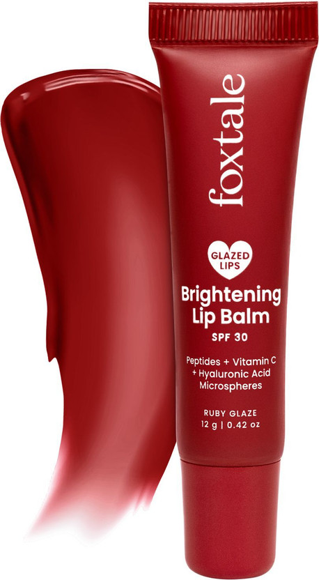 Foxtale SPF 30 Brightening Lip Balm with Peptides, Vit C & Hyaluronic Acid (Ruby) Berry(Pack of: 1, 12 g)