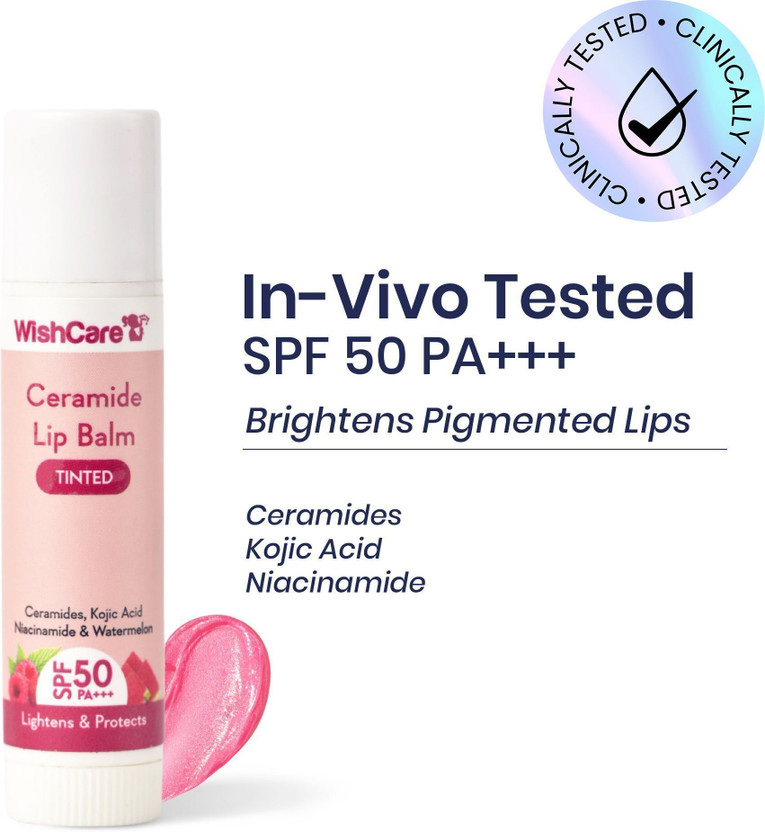 WishCare Tinted Lip Balm for Women with SPF50 PA+++ - Brightening Lipbalm for Dark Lips Watermelon(Pack of: 1, 5 g)