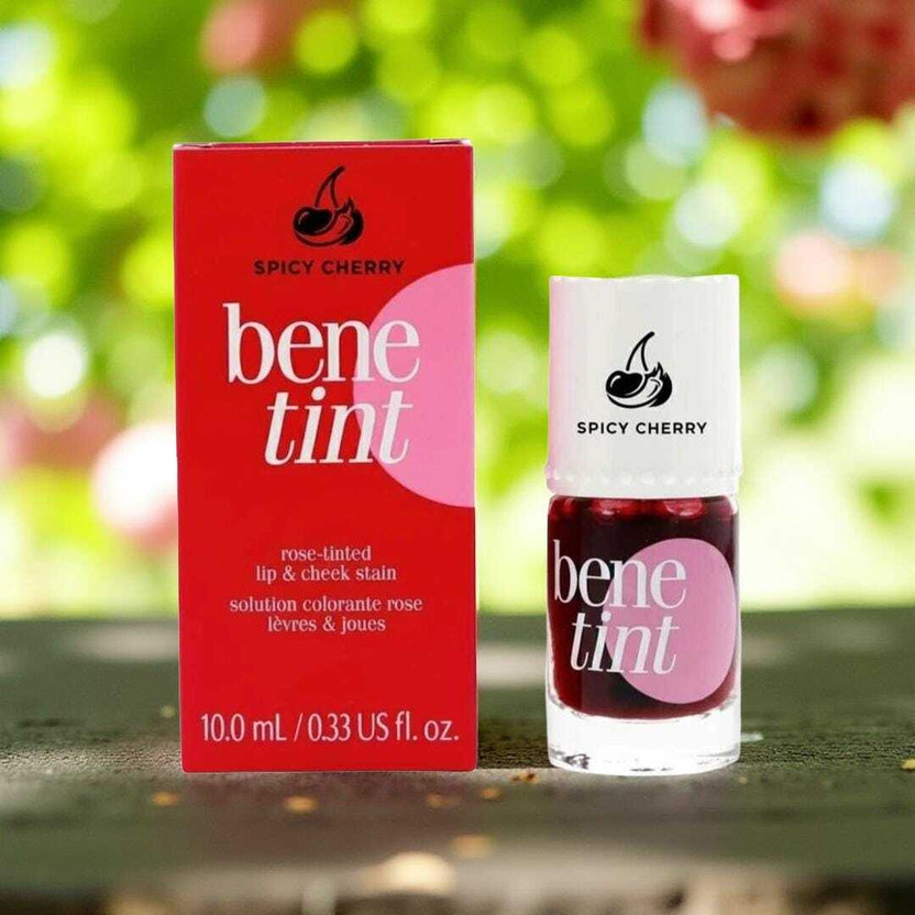 SPICY CHERRY Benetint Lip & Cheek Stain smooth,waterproof tint for lip and cheek F51(10 ml, Peppy Red)