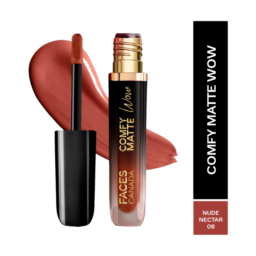 FACES CANADA Comfy Matte Wow Liquid Lipstick | Long Lasting | Waterproof(Nude Nectar 08, 3.8 ml)