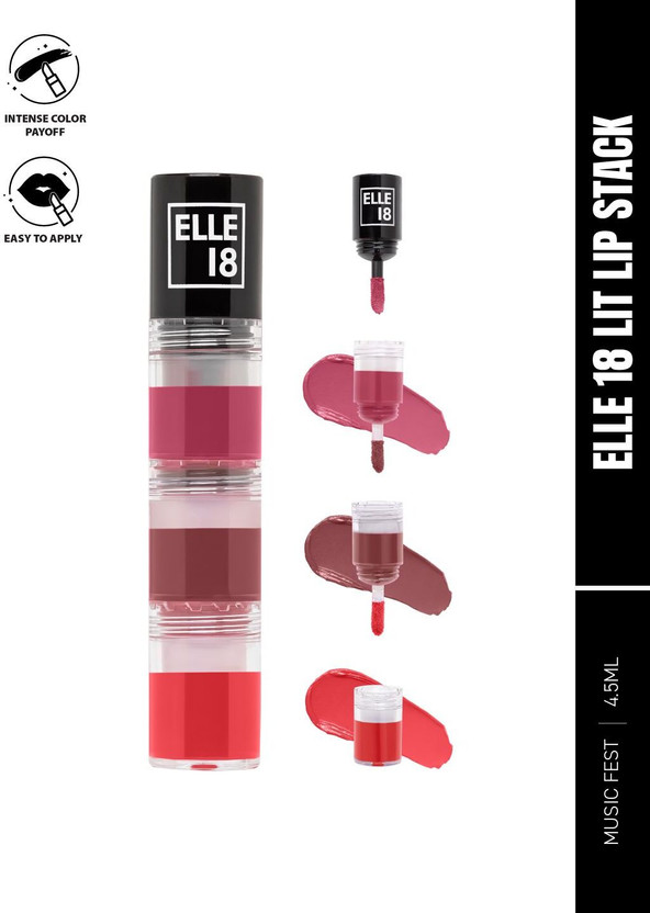 ELLE ELLE 18 Lit Lip Stack Music Fest(Music Fest, 4.5 ml) - Flipkart Deal