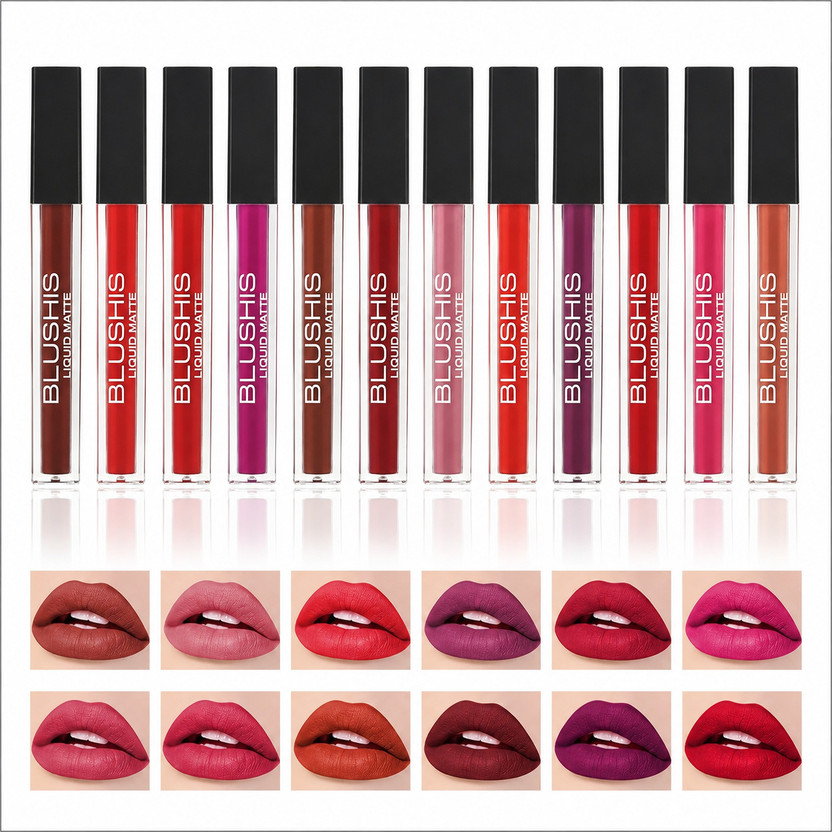 BLUSHIS 12 in 1 Matte Liquid Lipstick Set – Multi Shade Collection | Long Lasting Set(12 Shades Pack, 60 ml)