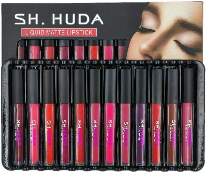 Sh.Huda 12 pc set Liquid matte lipstick(Multicolor, 60 ml)