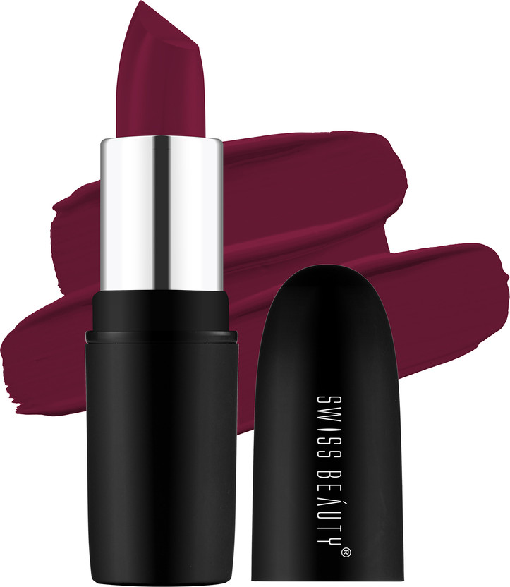 SWISS BEAUTY Pure Matte Creamy Lipstick | Non Drying Pigmented | Smooth Long Lasting(Bold Wine, 3.8 g)