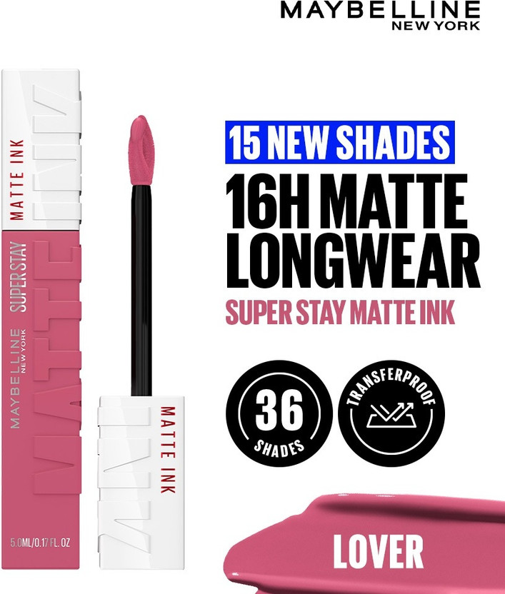 MAYBELLINE NEW YORK Superstay Matte Ink Liquid Lipstick | Transfer Proof | Waterproof |16 hr Wear(15 Lover, 5 ml)