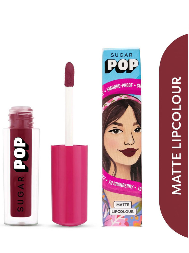 SUGAR SUGAR POP Matte Lipcolour 19 Cranberry - Super Matte | Lasts 8+ hours | Non-Drying(19 Cranberry, 2.5 ml) - Flipkart Deal