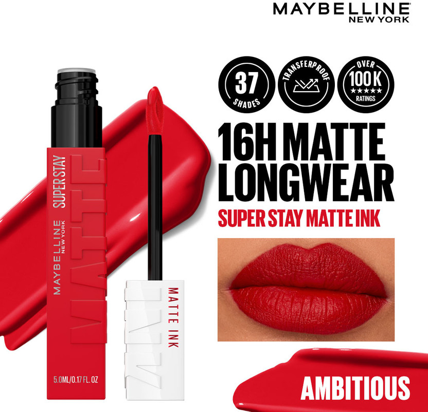 MAYBELLINE NEW YORK Superstay Matte Ink Liquid Lipstick |Transfer Proof|16 Hr Wear(Ambitious, 5 ml)