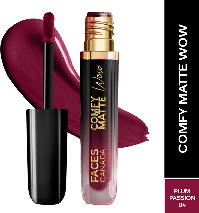 FACES CANADA Comfy Matte Wow Liquid Lipstick | Highly Pigmented | Long Lasting(Plum Passion 04, 3.8 ml)