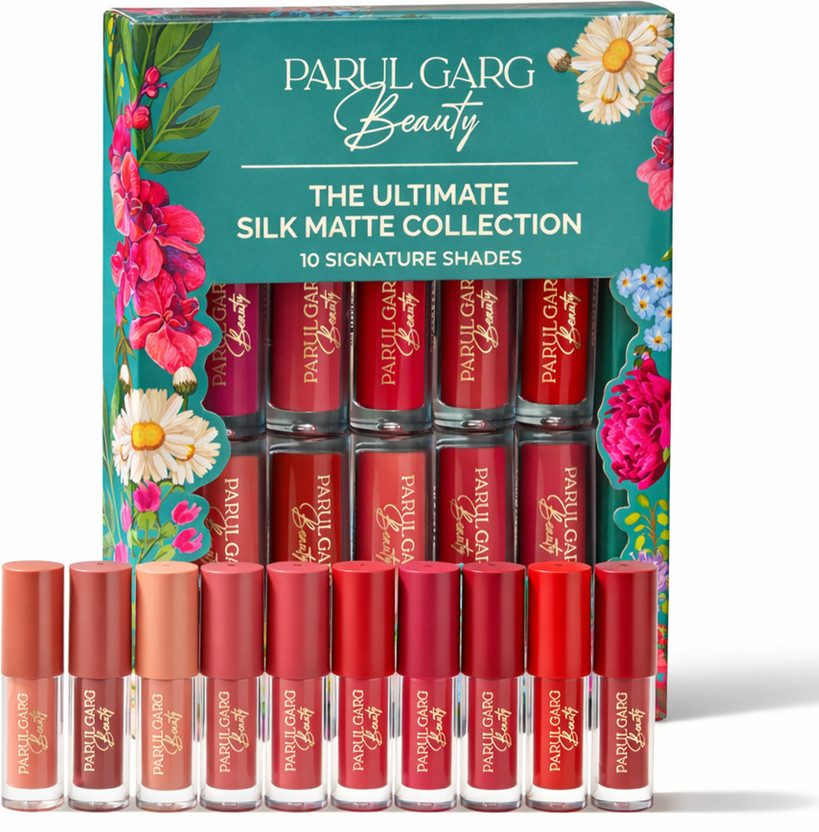 Parul Garg Ultimate 10-in-1 Silk Matte Liquid Lipstick Set | Long-Lasting, Transfer-Proof(Multicolour, 15 ml)