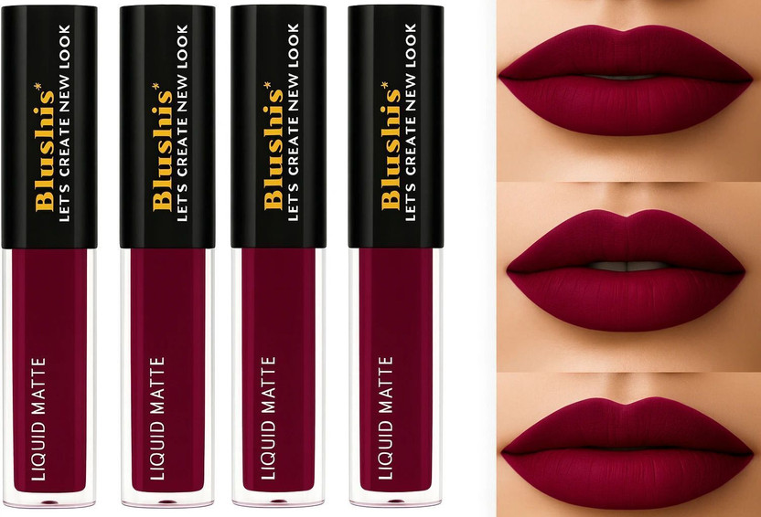 BLUSHIS Non Transfer Liquid Waterproof Matte Liquid Lipstick Pack of 4 Shade Rose(Rose Pink, 16 ml)