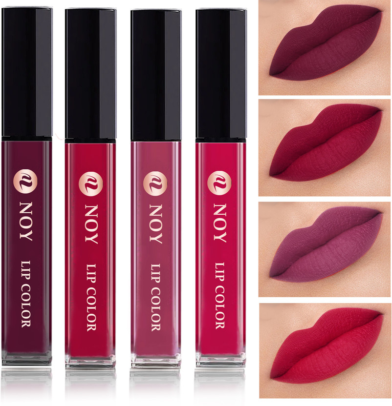 NOY Effortless Matte Liquid Lipstick So Soft on Lips Long Stay at Bulk Price #NL104(Wine Lipstick-Cherry Pink Liquid Lipstick-Purple-Magenta Pink Matte Lipstick, 16 ml)