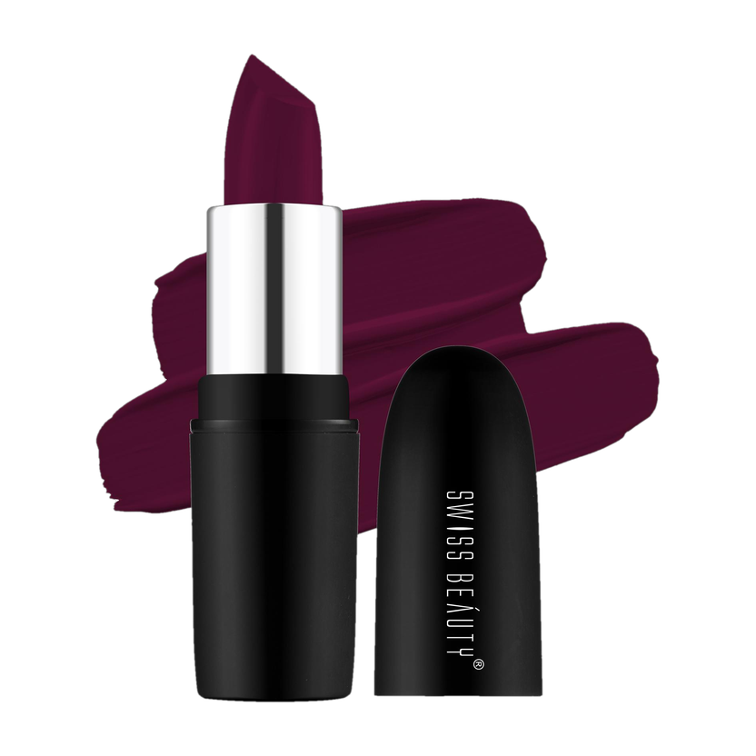 SWISS BEAUTY Pure Matte Creamy Lipstick | Non Drying Pigmented | Smooth Long Lasting(Berry, 3.8 g)