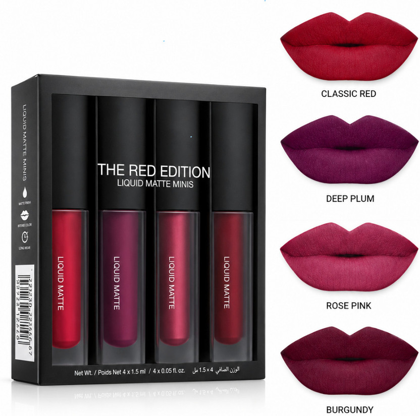 BLOOMORA MATTE LIPSTICK 4 IN 1 RED EDITION Makeup Lovers Matte Lip Color Pack(Multicolor, 6 ml)